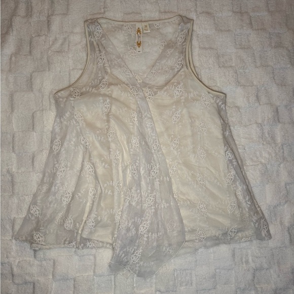 ADIVA Boho Lace Cream Sleeveless Blouse, Double Layered - Picture 1 of 6